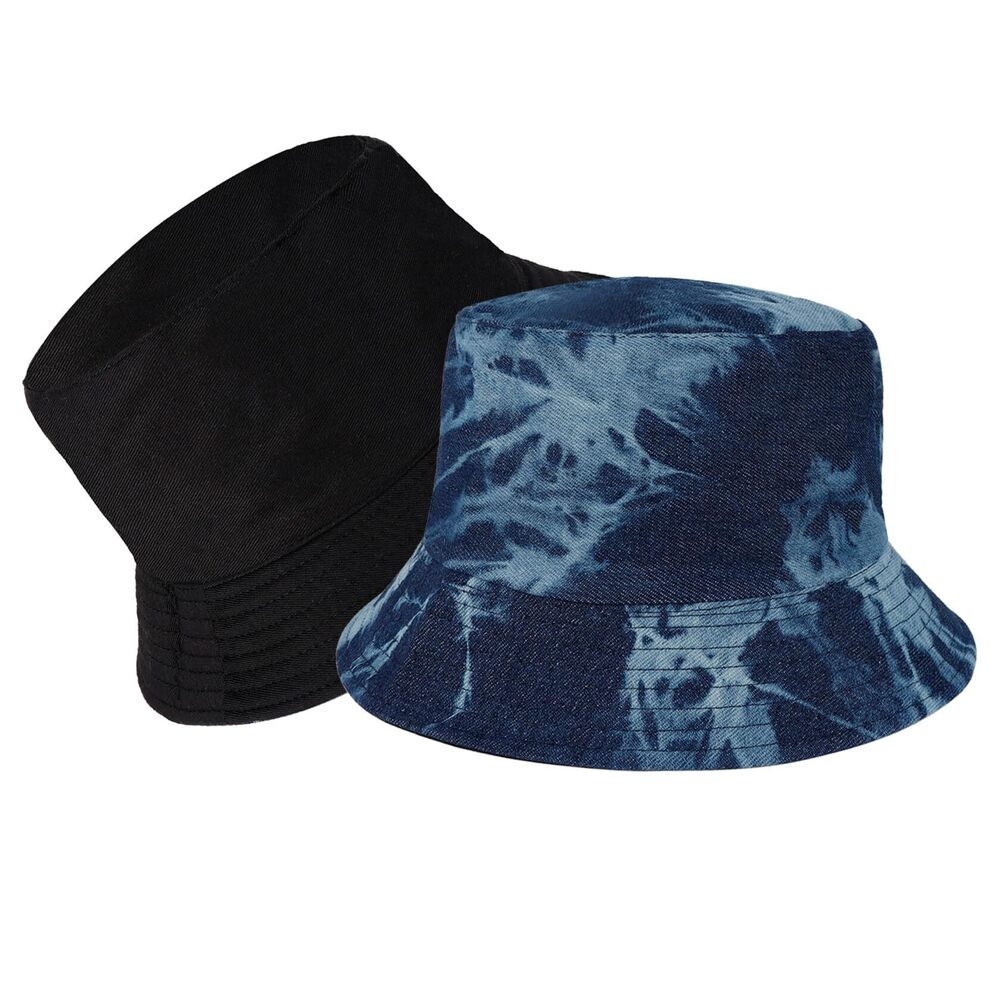 5156 Blue Denim Tie Dye Cotton Bucket Hat Packable Wahsed Stylish Sun